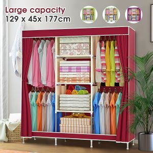 Home Bedroom Living Room Large Capacity Cloth Wardrobe-Red