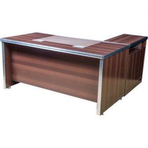 Dark Wood With Iron Steel Edge Band Executive Table (BG264)