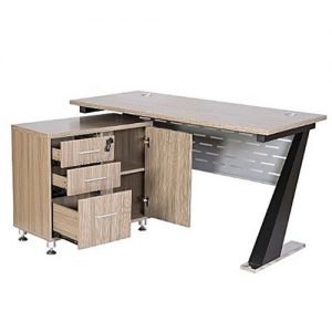 Grey Executive Table With Iron Leg And Silver Iron Modesty Panel (BG266)