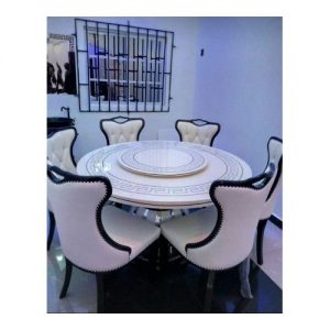 Marble Dining Table Round + 6 Chair ( Lagos Delivery Only)