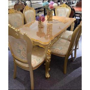Modern Royal Dinning Set Of Table And Chairs(Gold)